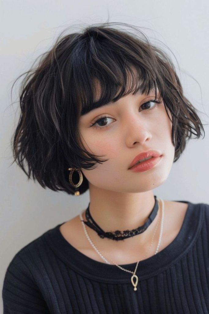 Tousled micro bob with soft waves