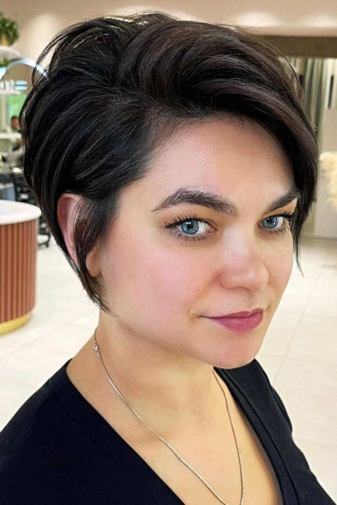 Sleek tucked-behind-ear pixie.