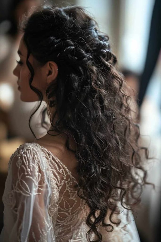 Halo-shaped curls under evening glow