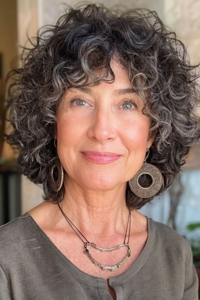 Loose ringlets soft twilight glow