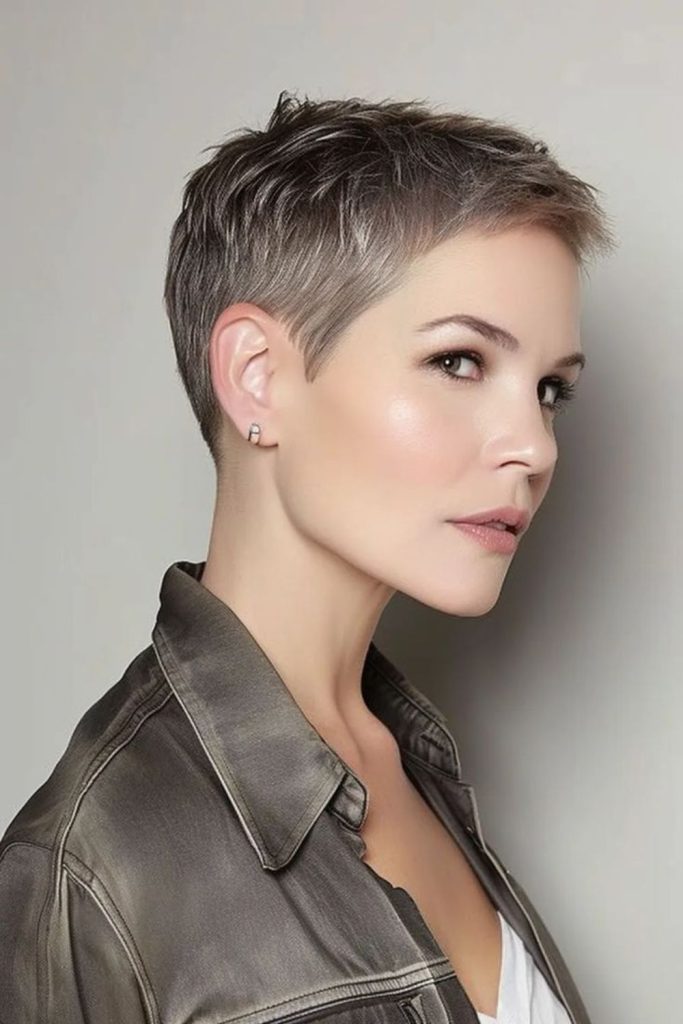 Twilight toned pixie with silky texture.