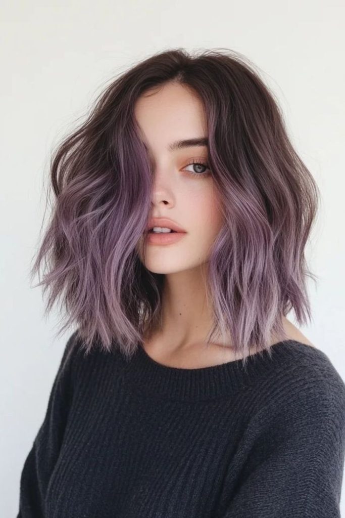 Violet ember swirled wave bob