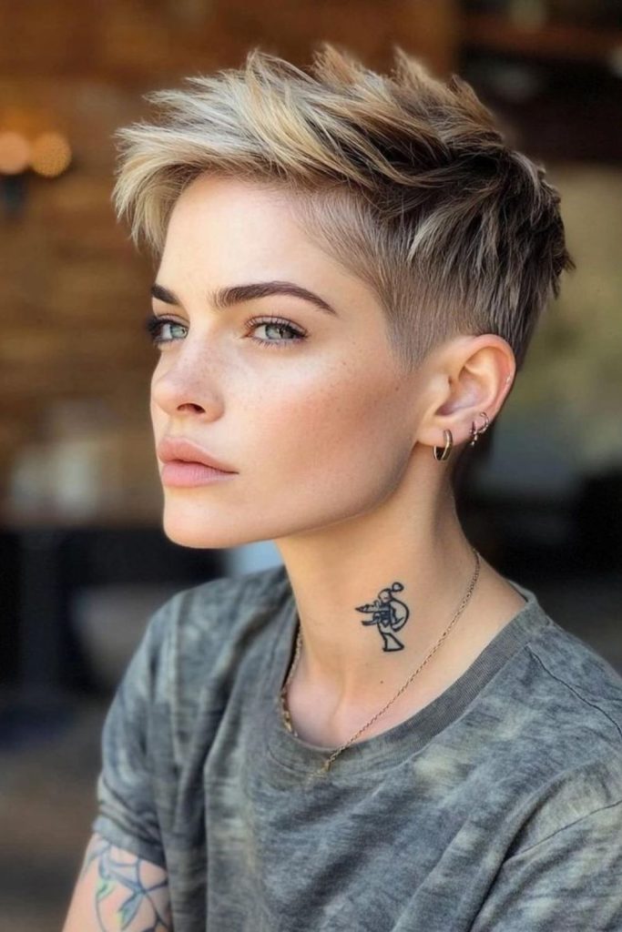 Light feathery pixie with airy softness.