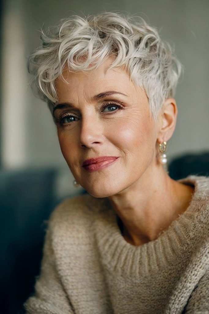 Soft wavy pixie with delicate layers.