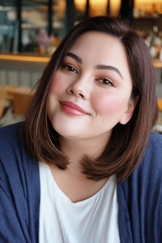 Smooth classic bob refining round shape.