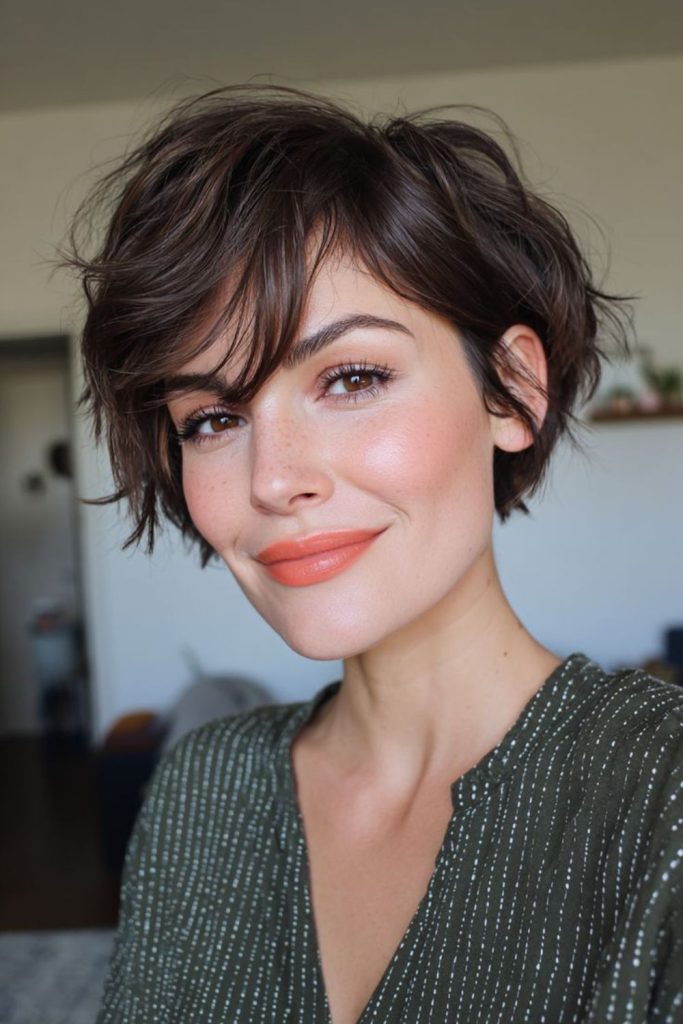 Lifted crown short pixie with volume
