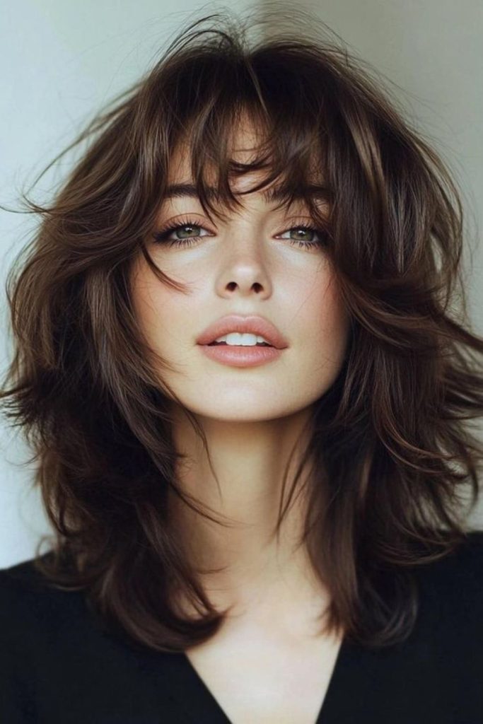 Wispy halo creates light airy style.