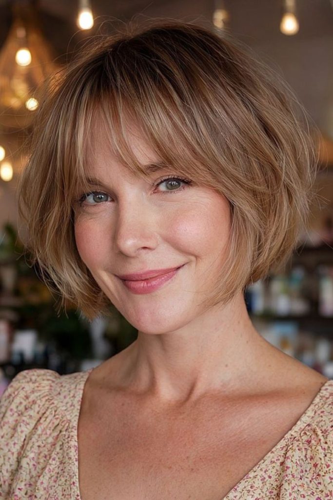 Short bob with airy wispy fringe