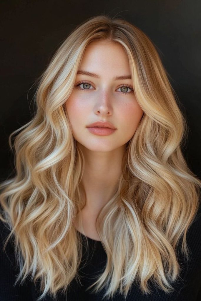 Honey threads peeking through icy blonde