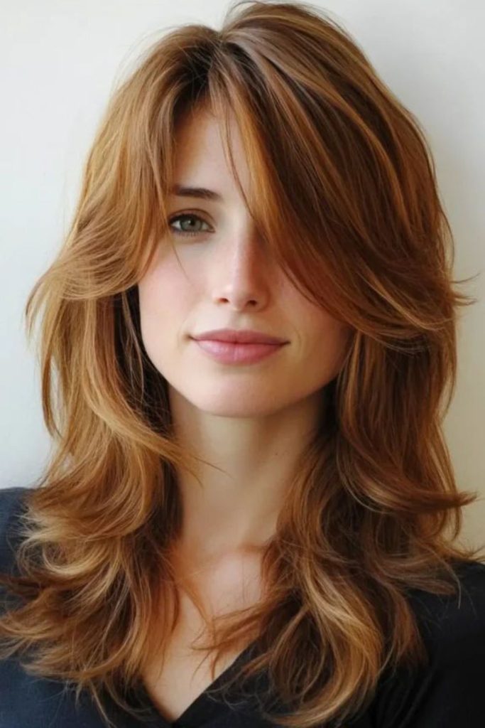 Amber-toned strands with flicked ends