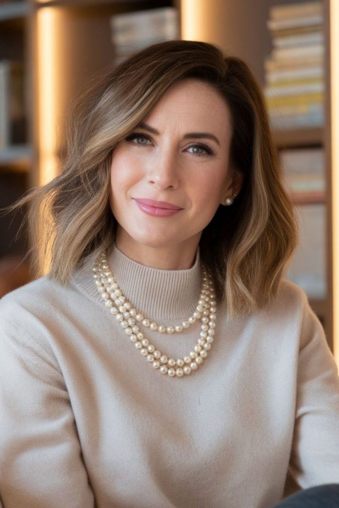 Angled lob chic shoulder-length style