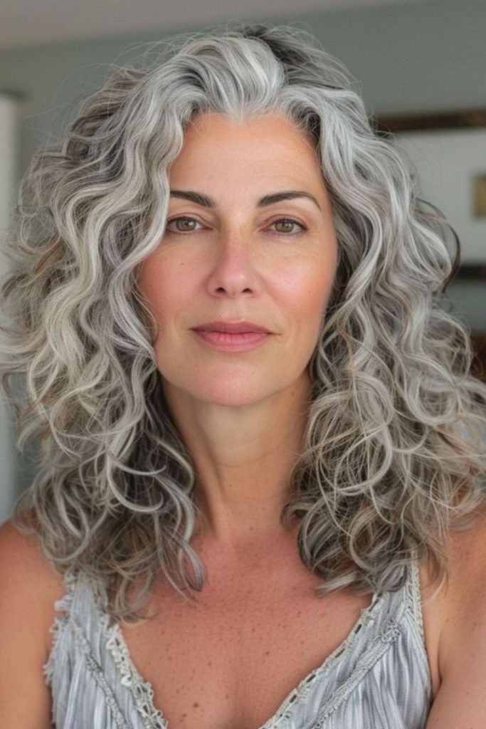 Ice silver curls flow elegantly