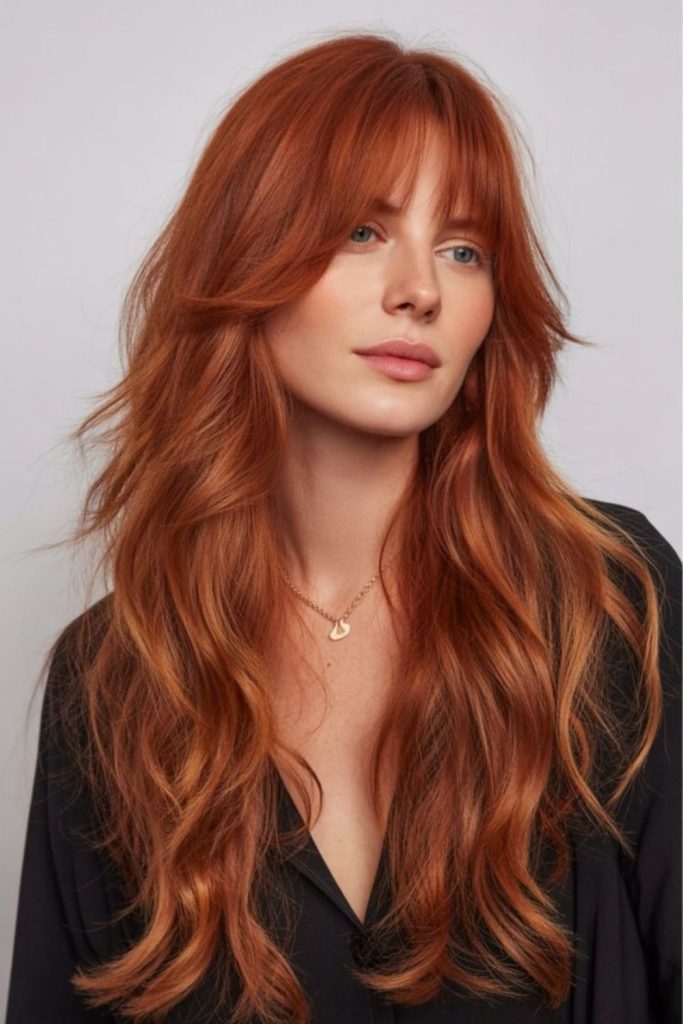 Long layered fiery red cascading