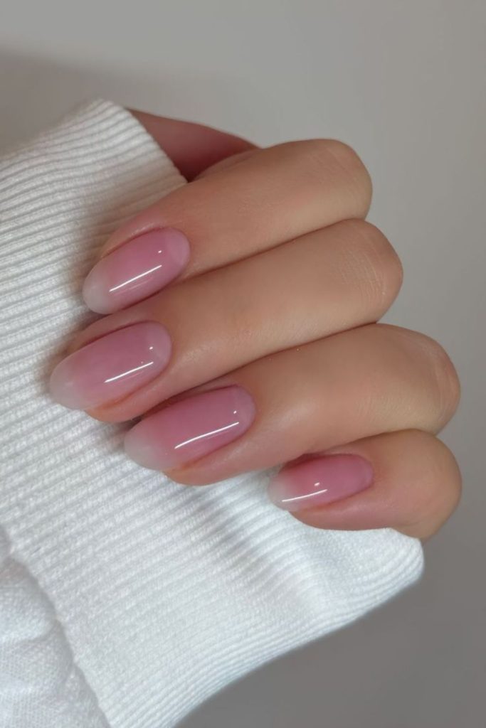 Sheer glossy nails for natural look