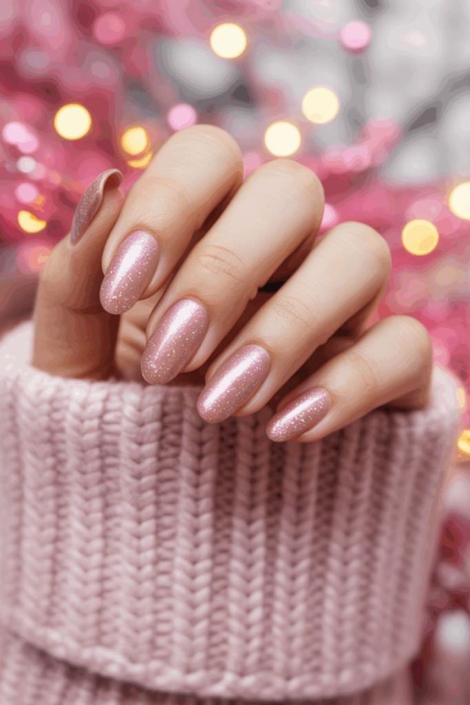 Warm blush candlelight nails