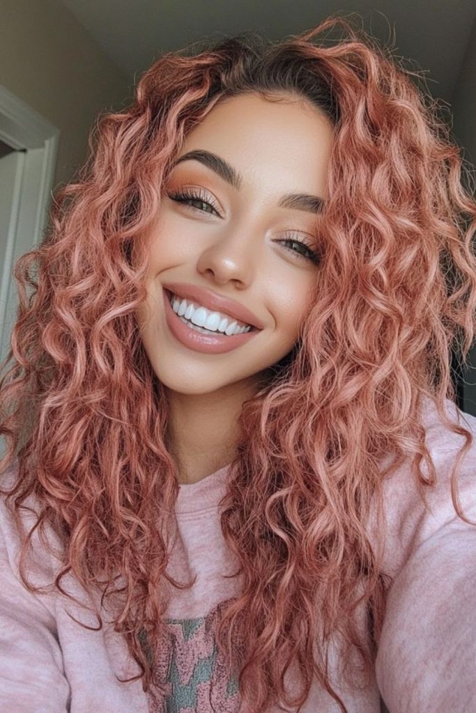 Soft blush curls spring energetically