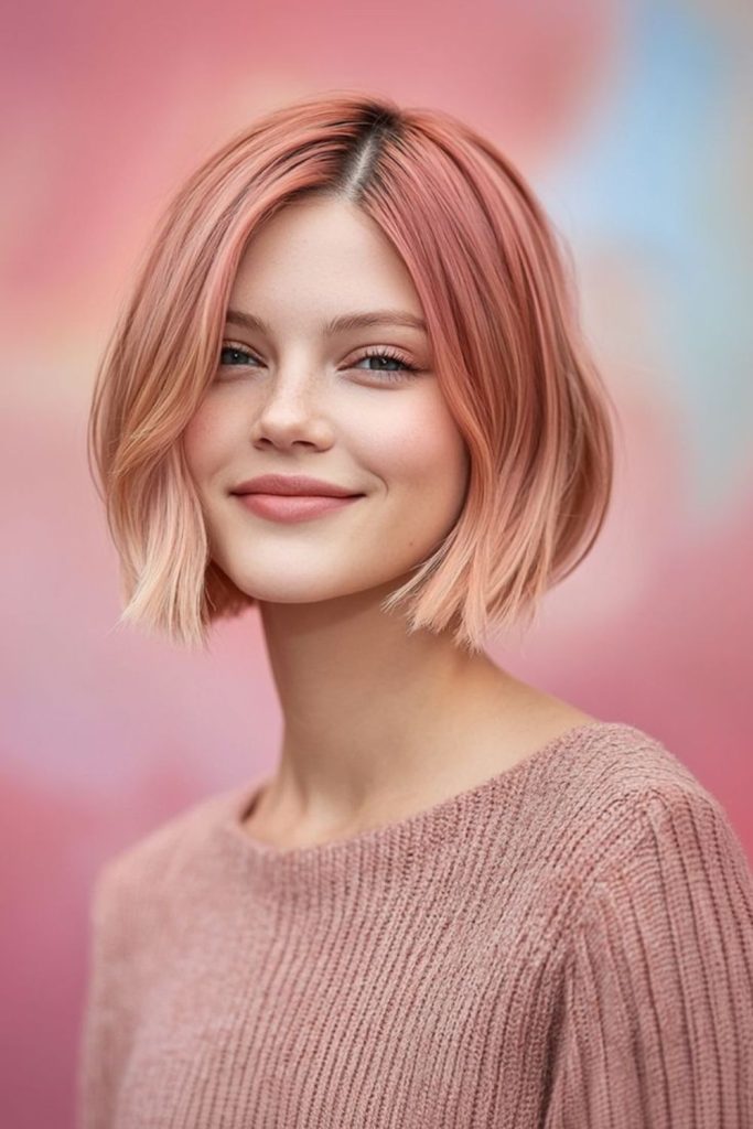 Blush rose romantic bob style