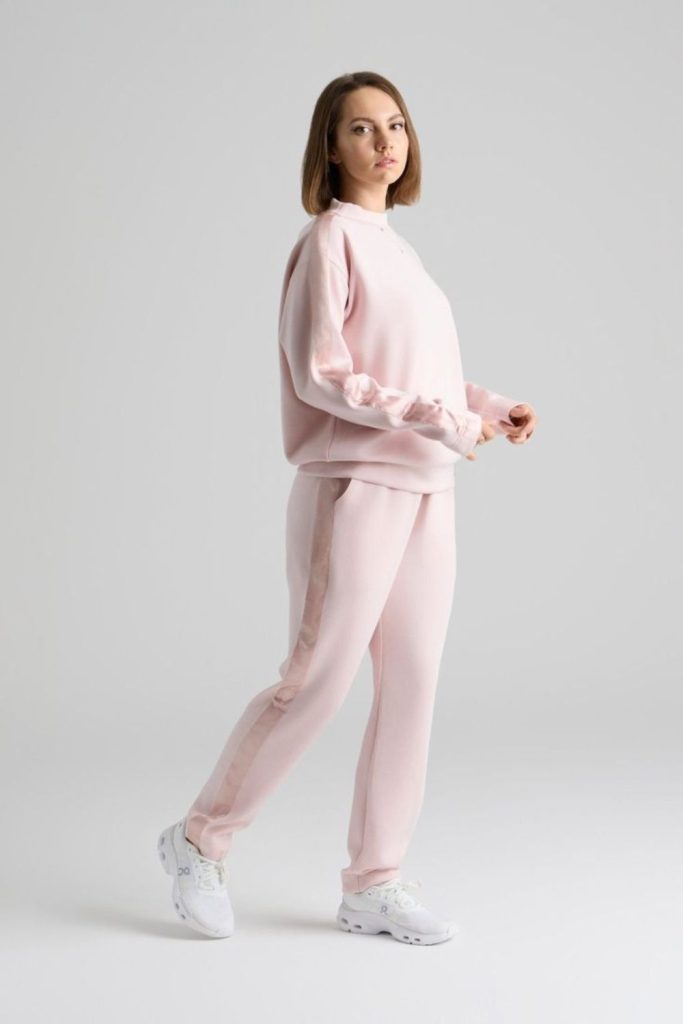 Blush sweatsuit gentle cozy style.