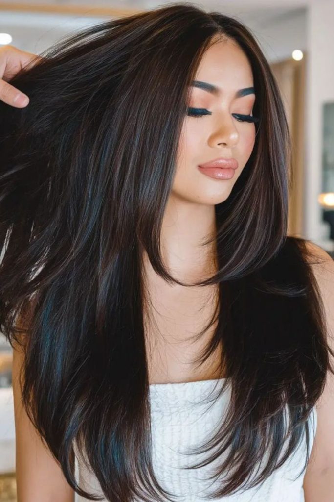 Professional polished sleek straight hair.