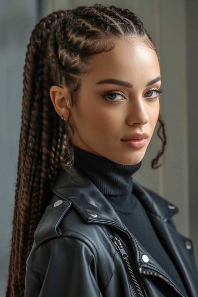 Thin smoky braids with soft tendrils