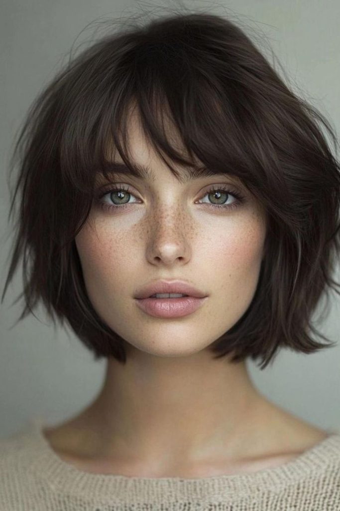 Bob with side-swept airy fringe