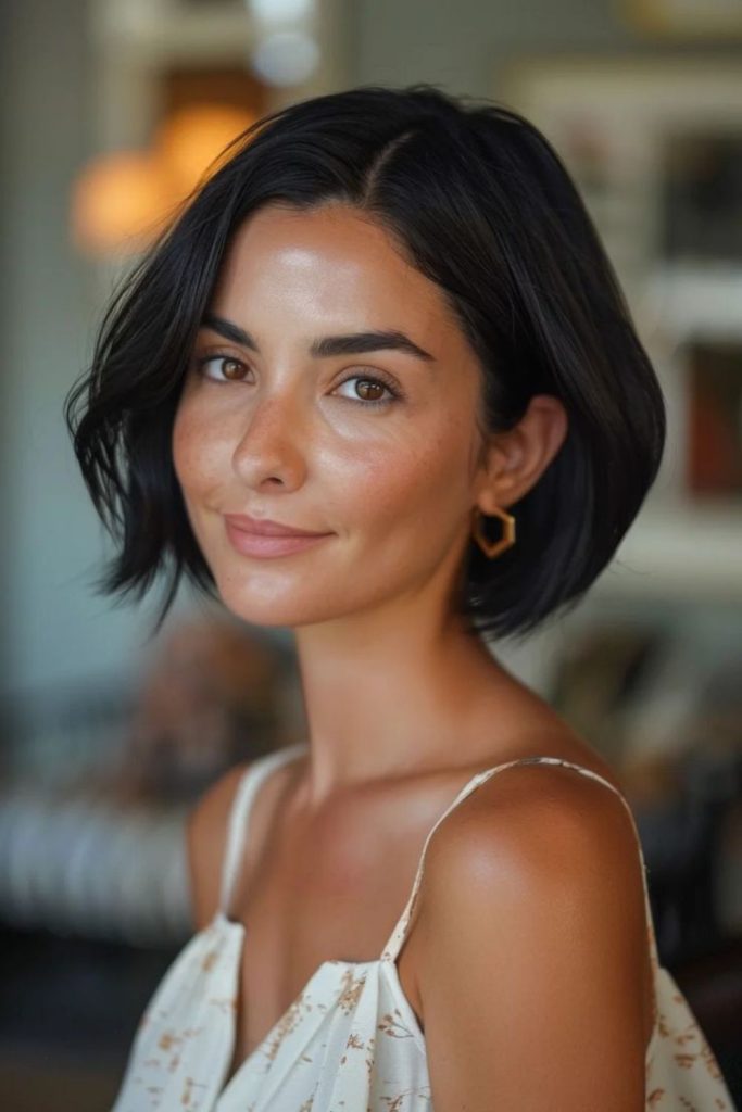 Breezy side swept Italian bob.