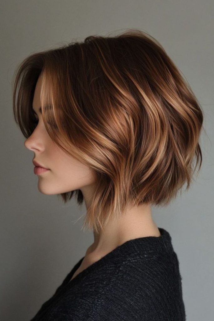 Bronze ember dimensional short bob