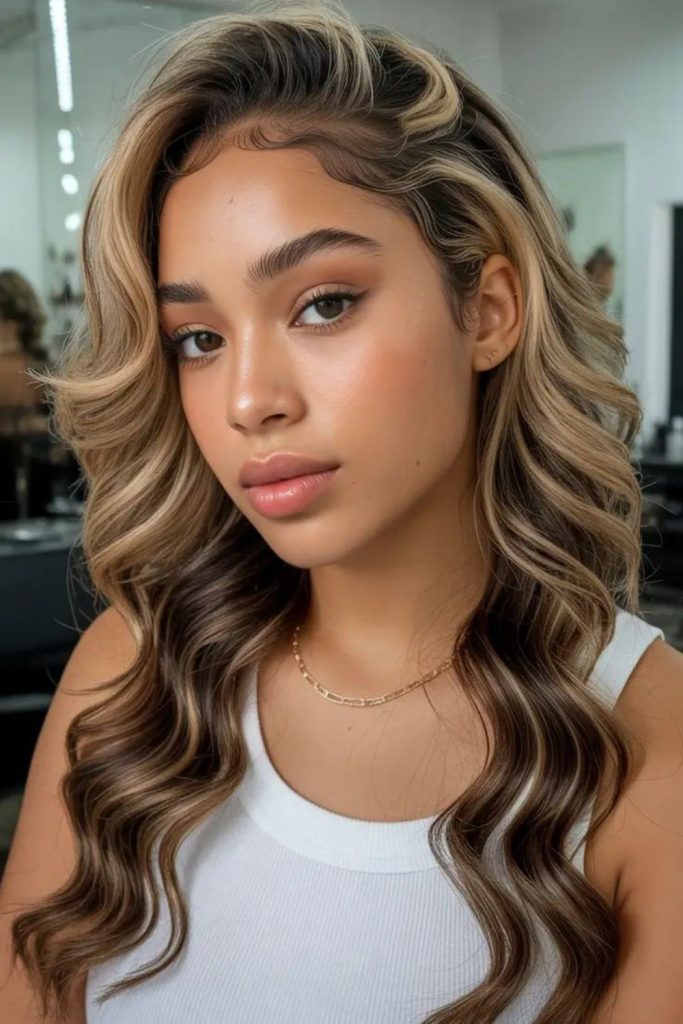 Shimmering waves with caramel honey glow.