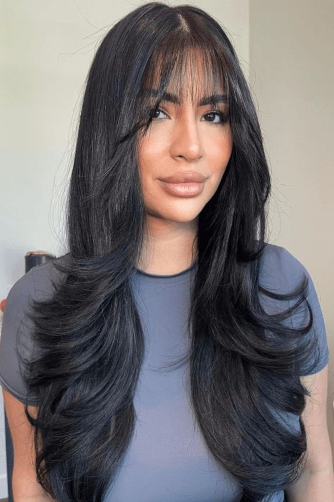 Textured carbon soft shag wig.