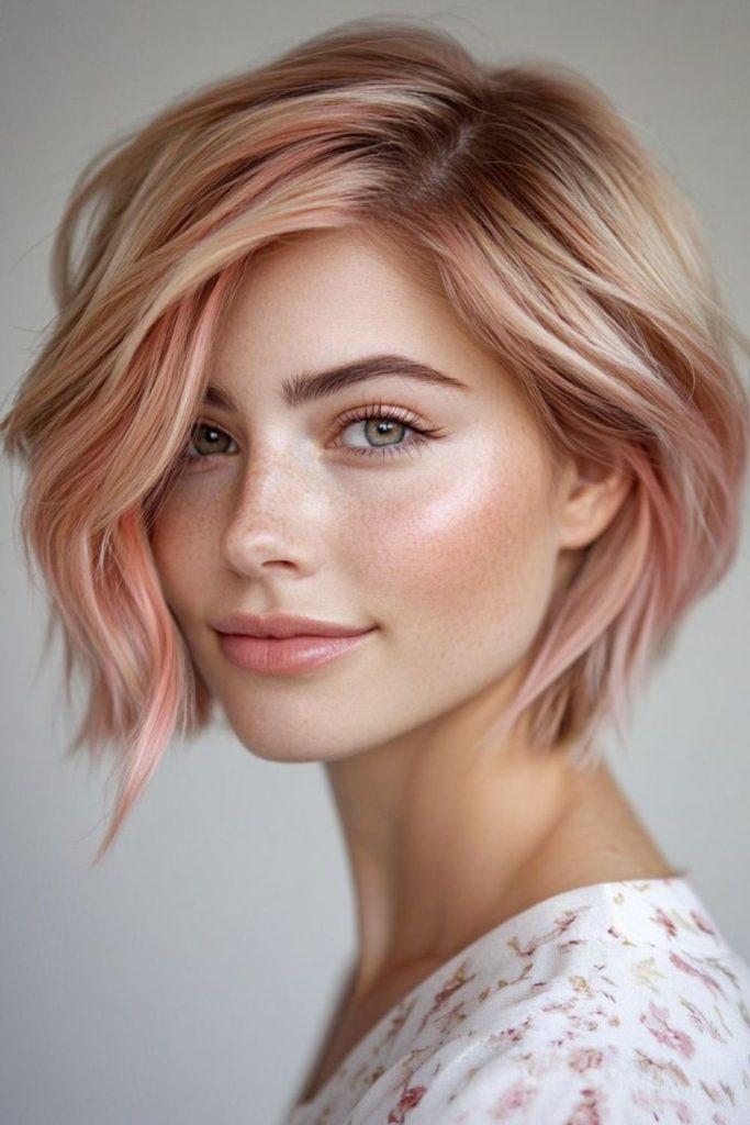 Champagne blush soft elegant bob