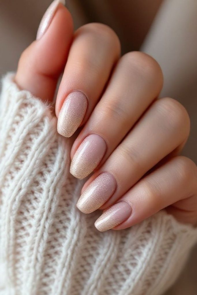 Champagne tinted subtle winter nails