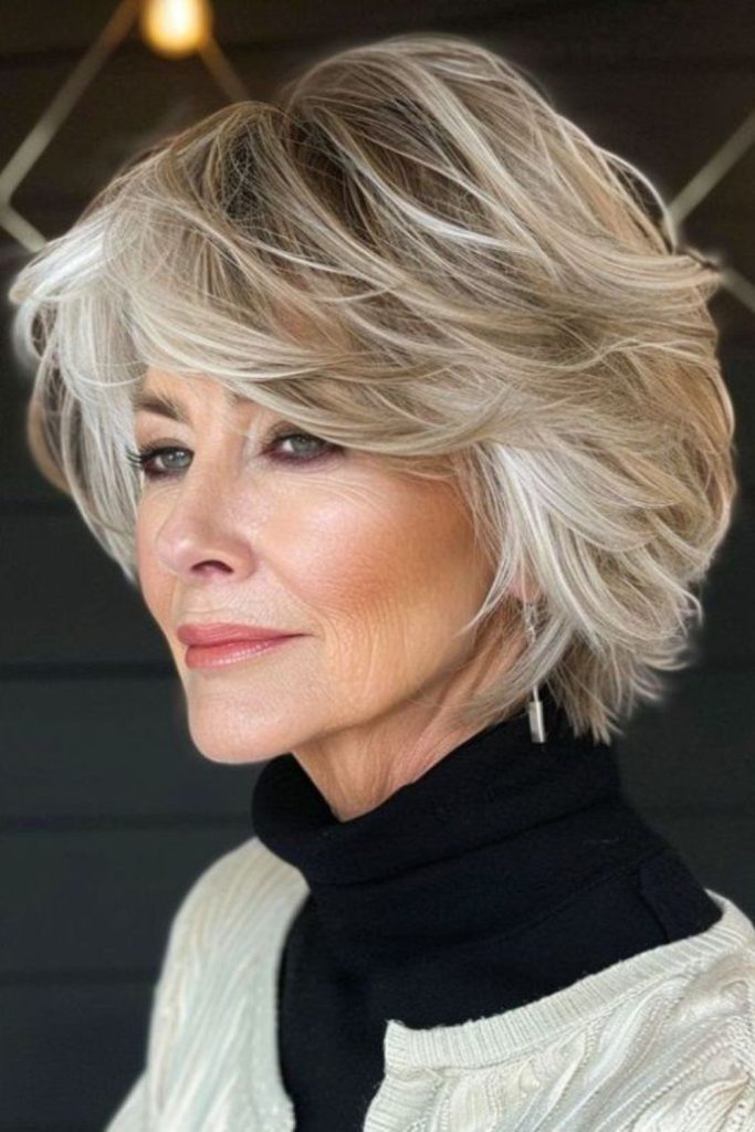 Airy rounded bob with soft layers