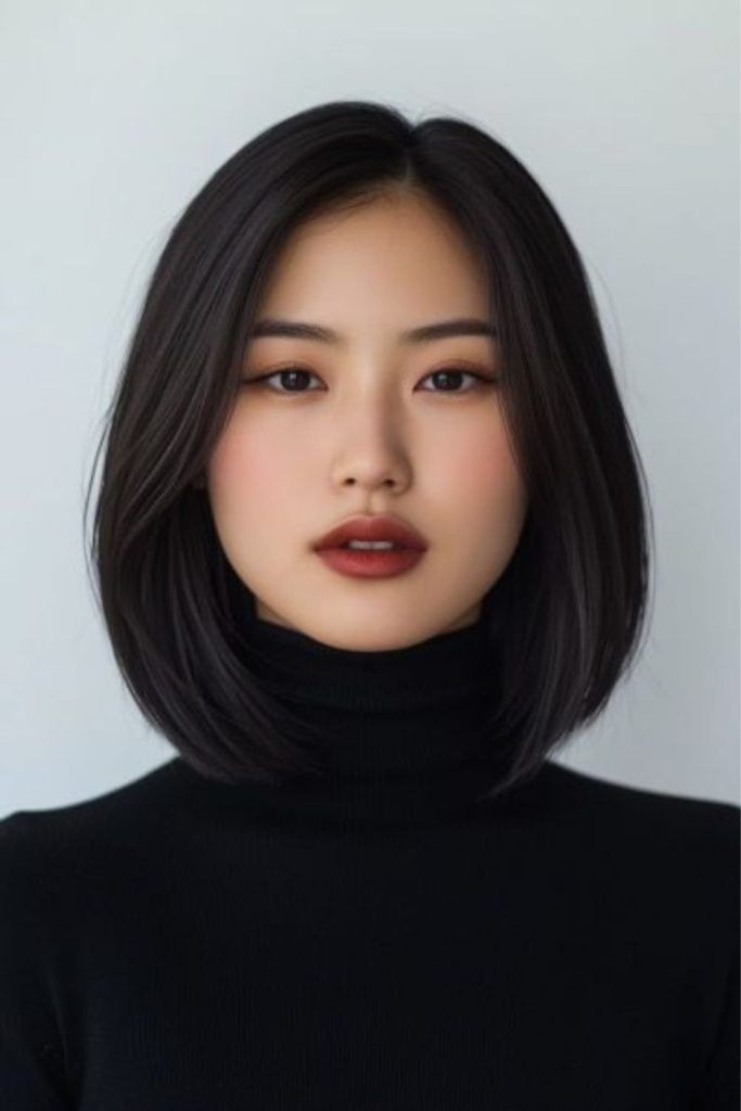 Soft blunt sweep narrowing cheeks