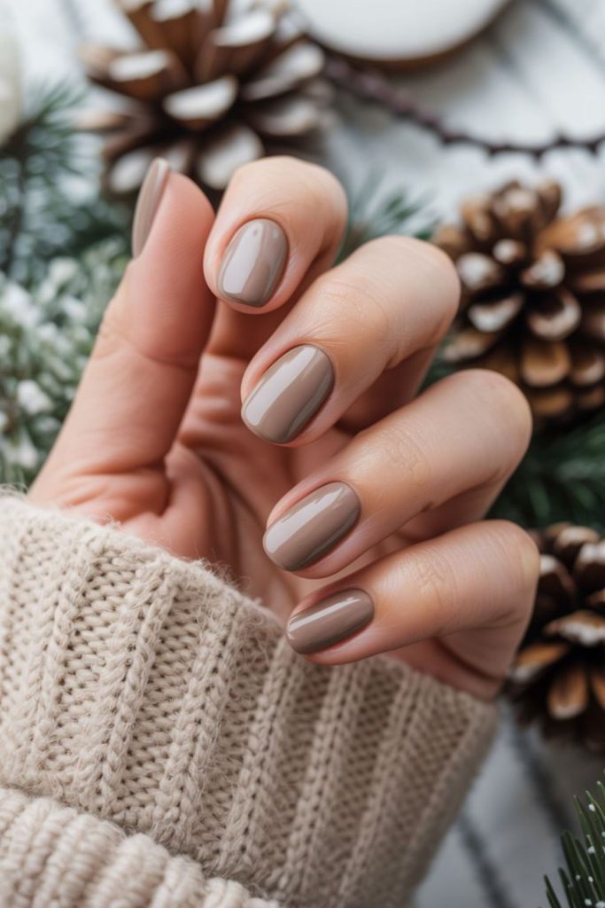 Rich cocoa brown simple nails