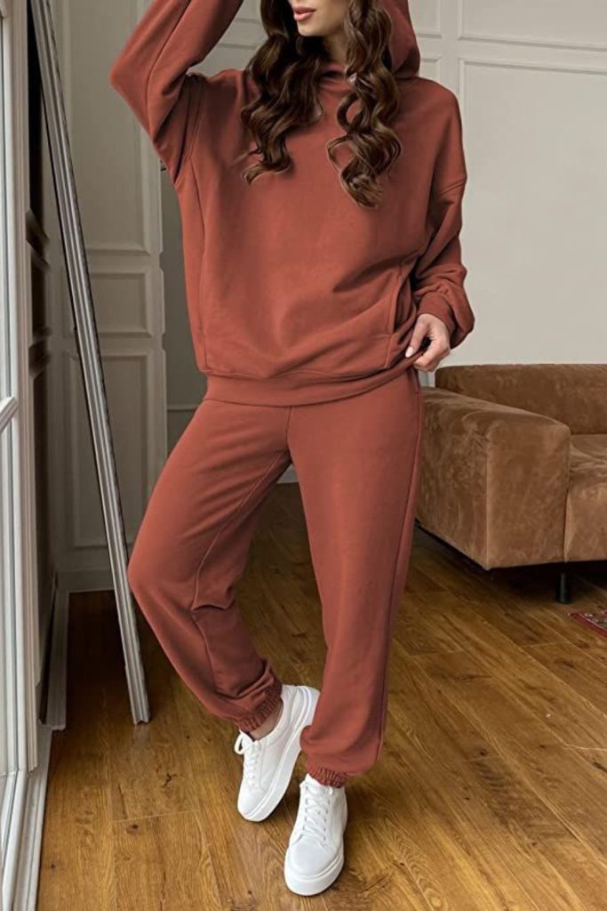 Cocoa rose sweatsuit soft warm aesthetic.