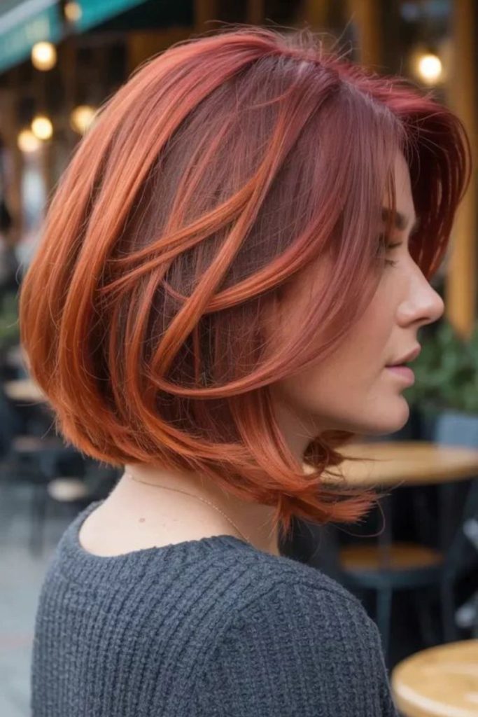 Tapered copper bob sleek bold