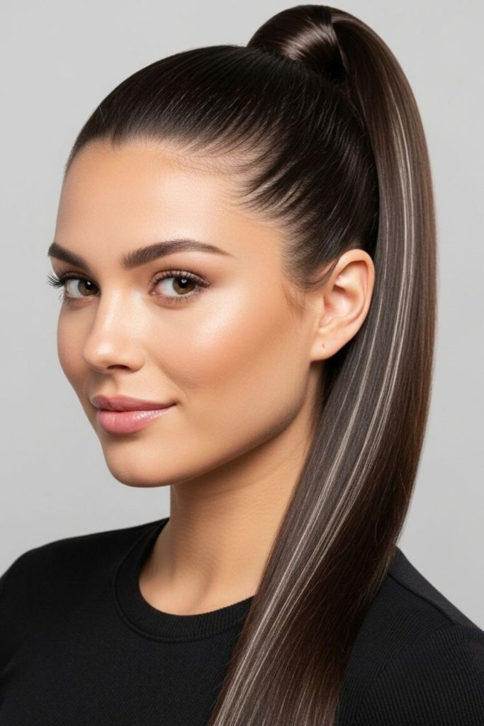 High ponytail basketball hairstyle women