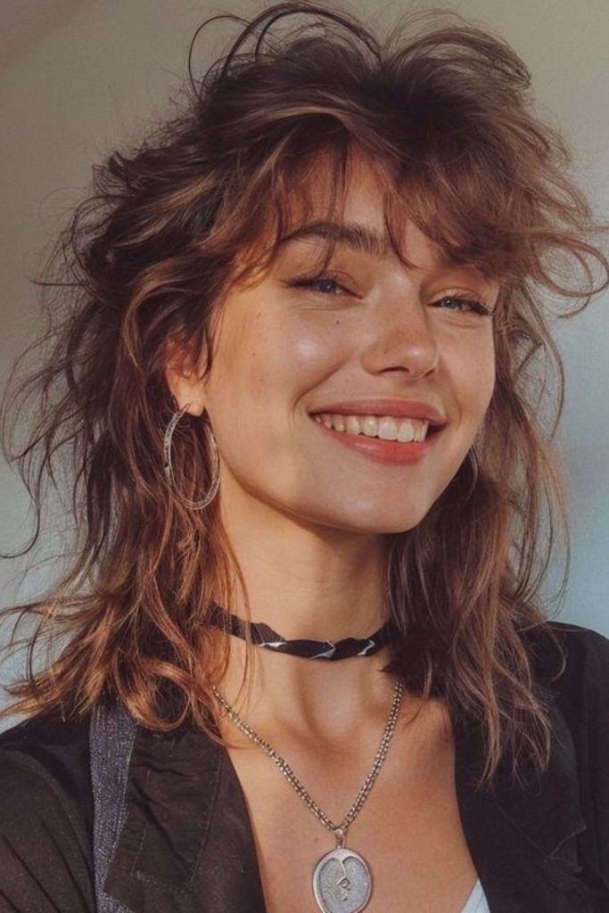 Red wolf cut with jagged ends