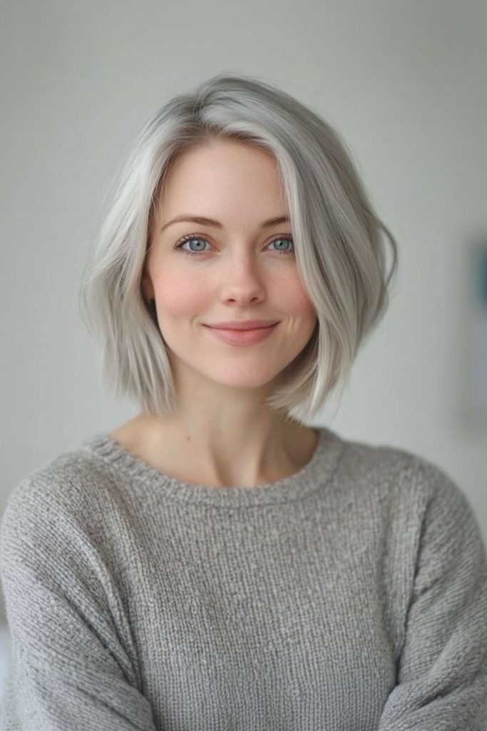 Icy highlighted bob with delicate texture