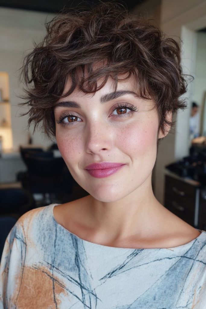 Tiny curly pixie playful texture