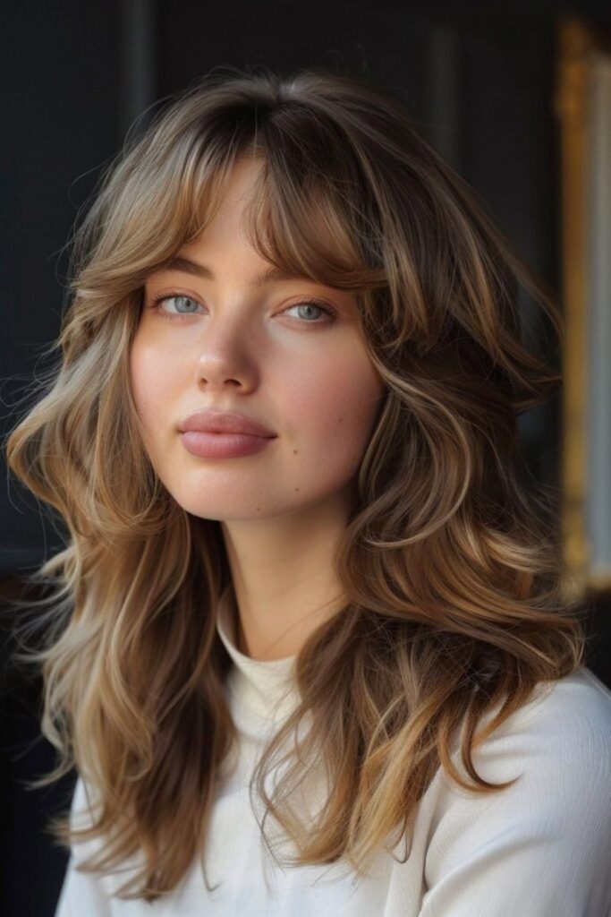 Fragmented light-catching forehead hair strands