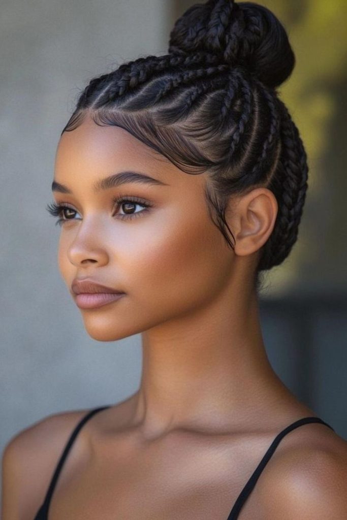 Braided bun athletic women style