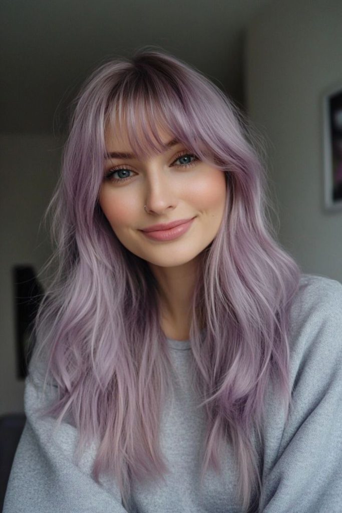 Vibrant lavender fringe with jagged edges.