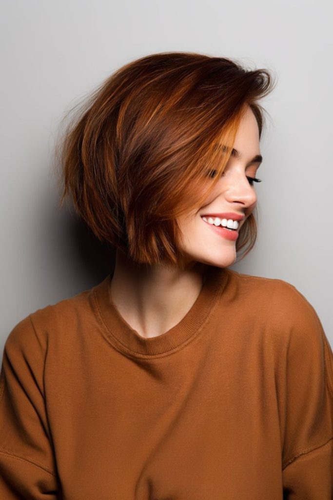 Fiery ember glow short bob