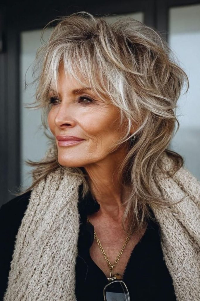 Short shaggy layers creating airy texture