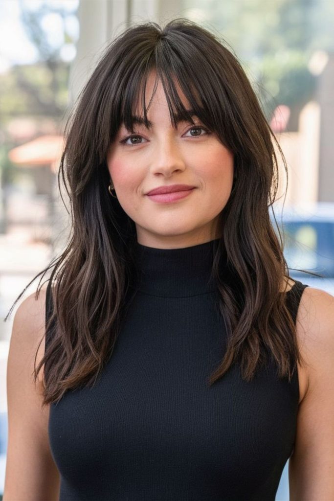 Face-tracing bangs follow cheek contours