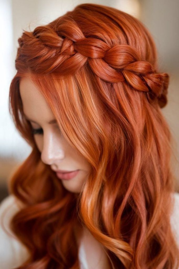 Red braided halo elegant flair