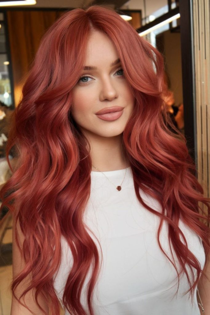 Long waves with fiery red hues