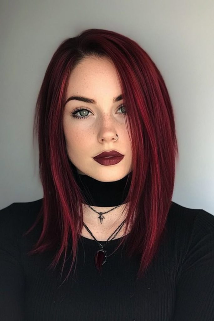 Shoulder-length bob with fiery tips