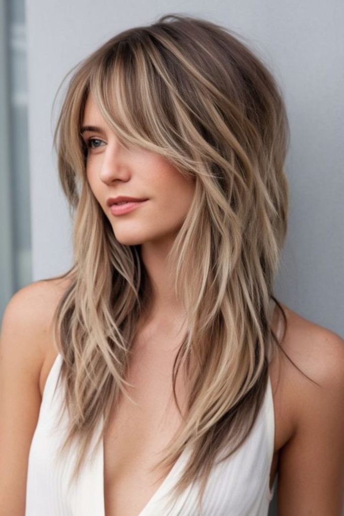 Mid-length layers flicked outward dynamically